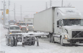 18-wheeler in snow