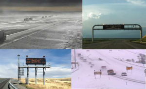 Photos showing roads under various weather conditions