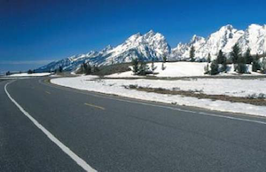 Snowy road in Colorado